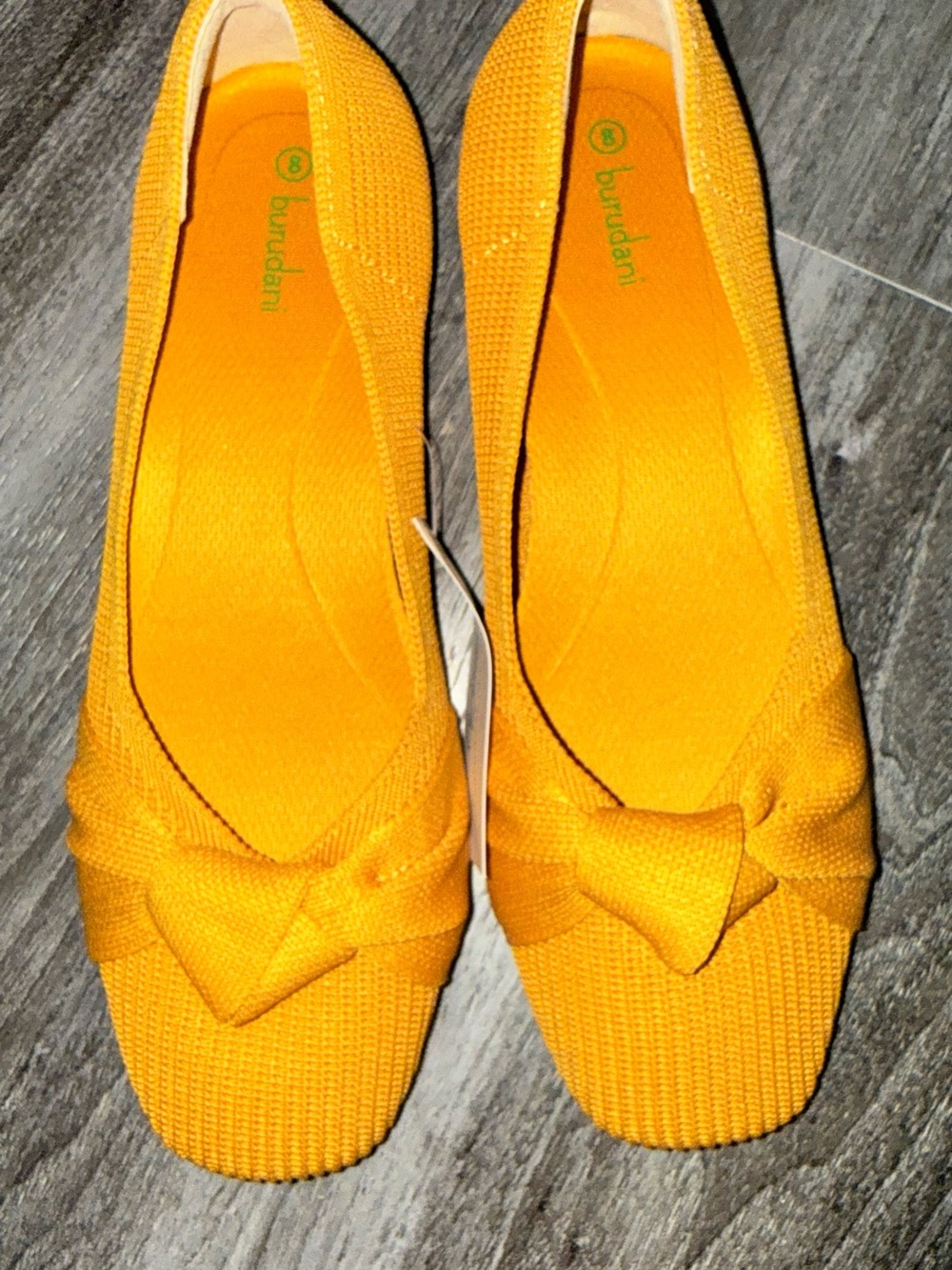 Burudani Women's Yellow Knit Bow Flats New Size 8